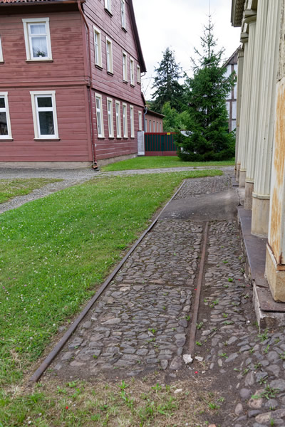 Small section of rails in front of the iron store